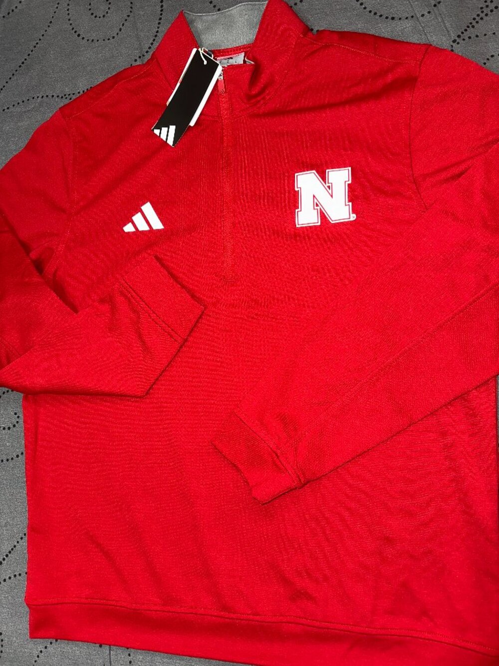 ADIDAS NEBRASKA ELEVATED 1/4 ZIP. RED & WHITE PULLOVER SIZE 2XL O M MEN NWT $100